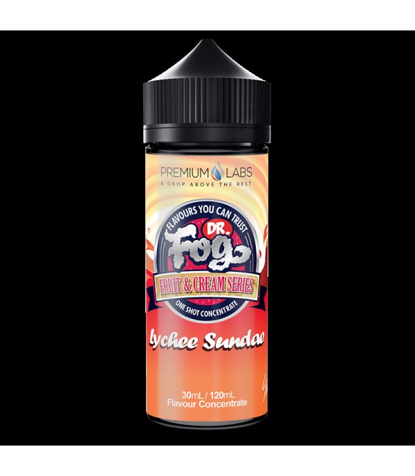 LYCHEE SUNDAE BY DR FOG FRUIT AND CREAM SERIES 100ML SHORTFILL 75VG E LIQUID JUICE VAPE