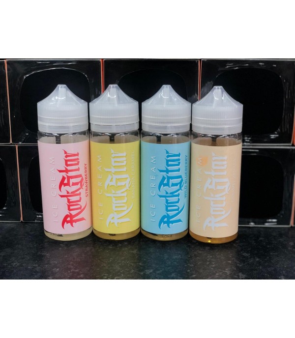 Strawberry (Ice Cream) by Rockstar. 100ML E-liquid, 0MG vape, 70VG/30PG juice