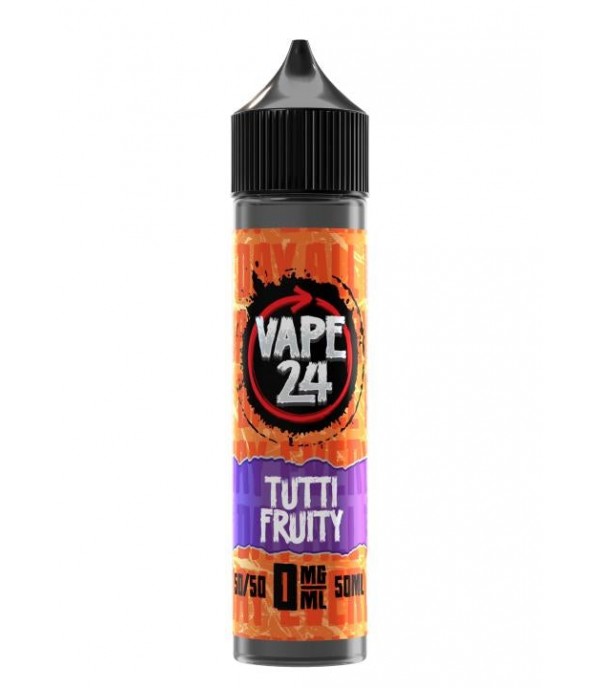 Tutti Fruity By Vape 24, 50ML E Liquid, 50VG Vape, 0MG Juice